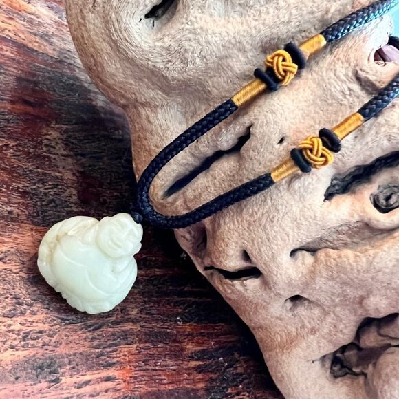 Carved Jade Buddha Necklace - Picture 1 of 10